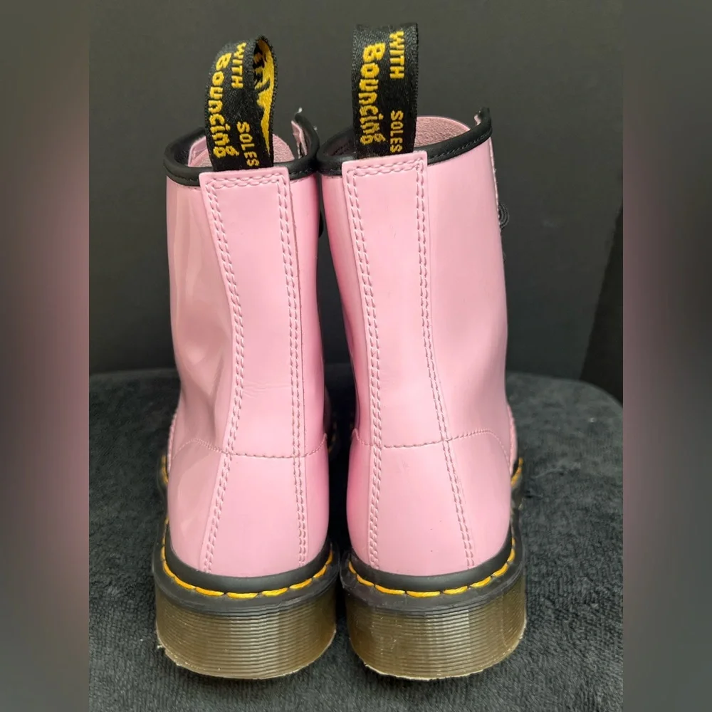 Dr. Doc Martens 1460 W Pale Pink Patent Leather Grunge Combat Boots Womens 6 NEW - Picture 4 of 8